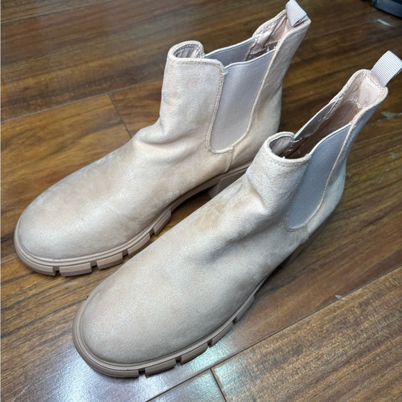 Nude Suede Chelsea Ankle Boots - Picture 4 of 6